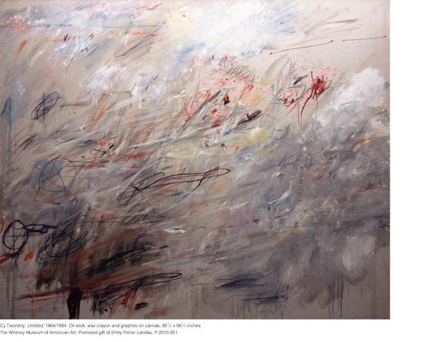 ﻿Cy Twombly, Untitled, 1964/1984. Oil stick, wax crayon and graphite on canvas, 80 1⁄2 x 98 1⁄4 inches. The Whitney Museum of American Art. Promised gift of Emily Fisher Landau. P.2010.351.