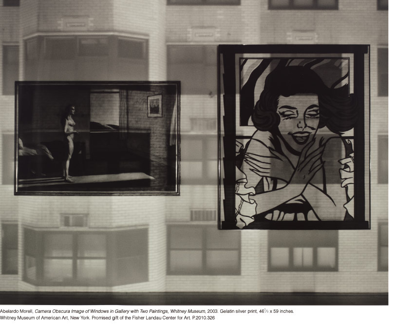Abelardo Morell, Camera Obscura Image of Windows in Gallery with Two Paintings, Whitney Museum, 2003. Gelatin silver print, 46-3⁄8 x 59 inches
Whitney Museum of American Art, New York. Promised gift of the Fisher Landau Center for Art. P.2010.326