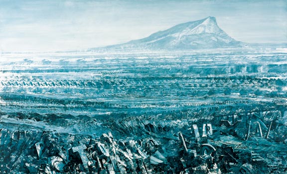 Mark Tansey, Valley of Doubt, 1990. Oil on canvas, 87 1/2 x 144 inches